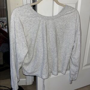 Aerie Light Gray Ruched Sweater